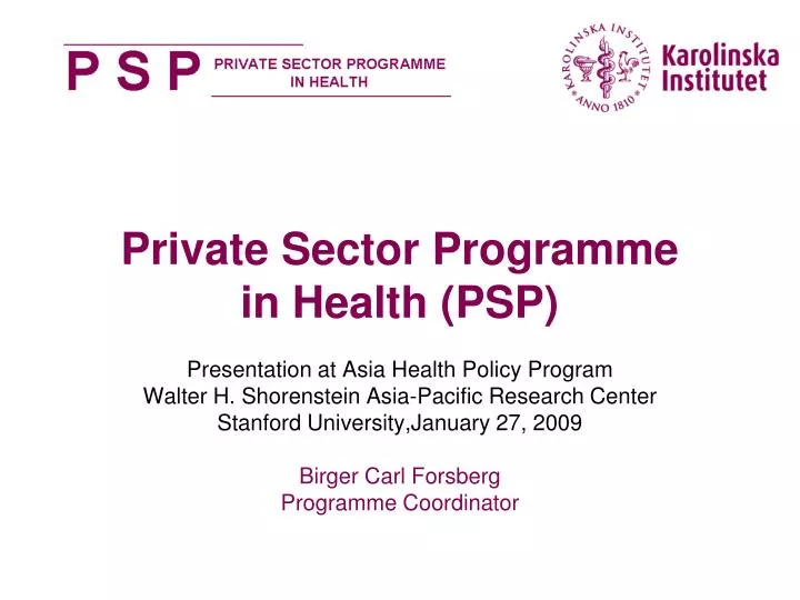 private sector programme in health psp