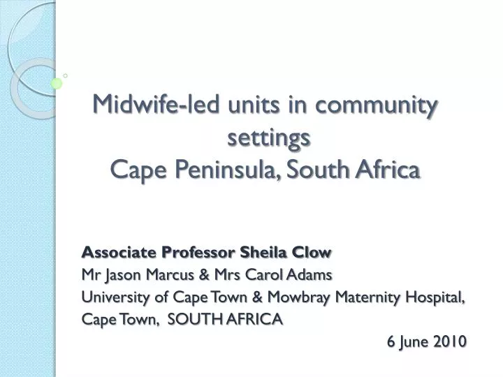 midwife led units in community settings cape peninsula south africa