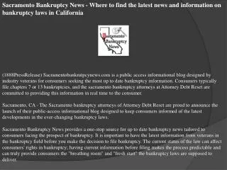 Sacramento Bankruptcy News - Where to find the latest news a