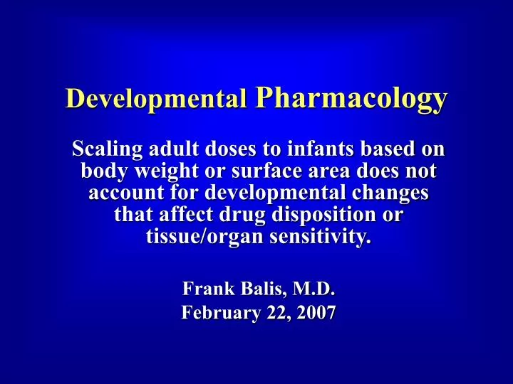 developmental pharmacology