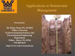 Applications to Stormwater Management