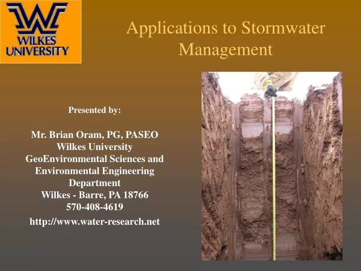 applications to stormwater management