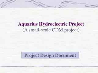 Aquarius Hydroelectric Project ( A small-scale CDM project )