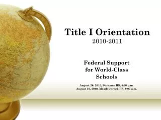 Title I Orientation 2010-2011