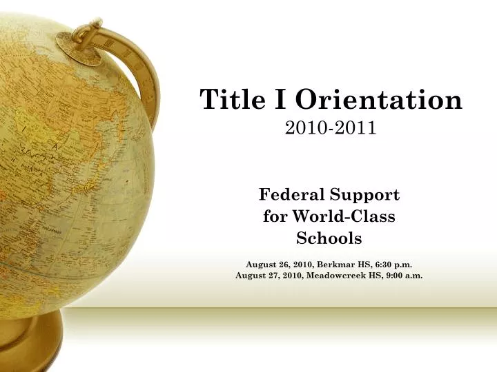 title i orientation 2010 2011