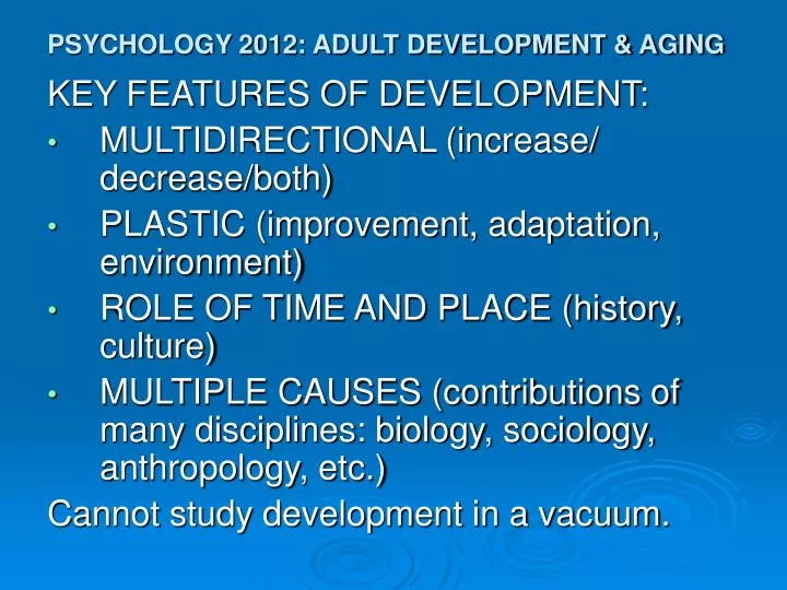 psychology 2012 adult development aging