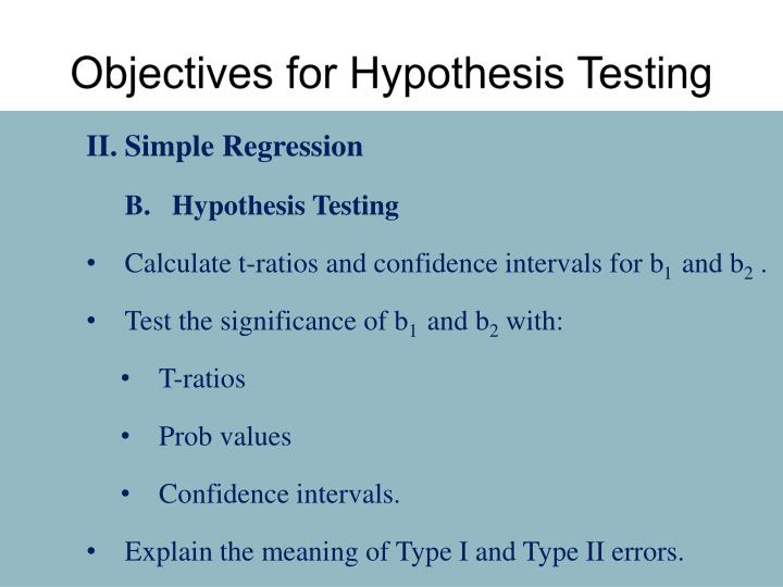 objectives for hypothesis testing