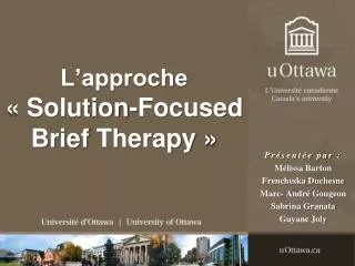 L’approche « Solution- Focused Brief Therapy »