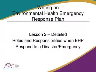 Writing an Environmental Health Emergency Response Plan