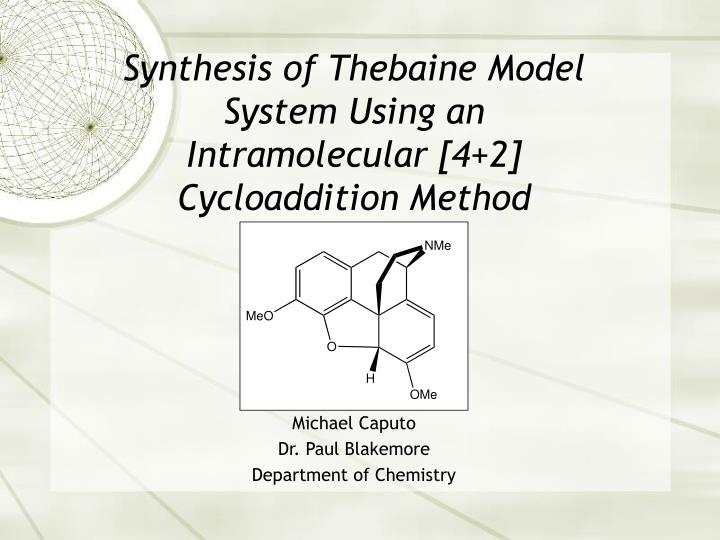 synthesis of thebaine model system using an intramolecular 4 2 cycloaddition method