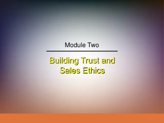 Building Trust and Sales Ethics