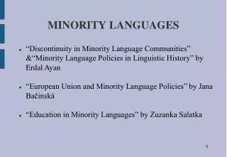 MINORITY LANGUAGES