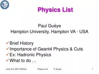 physics list