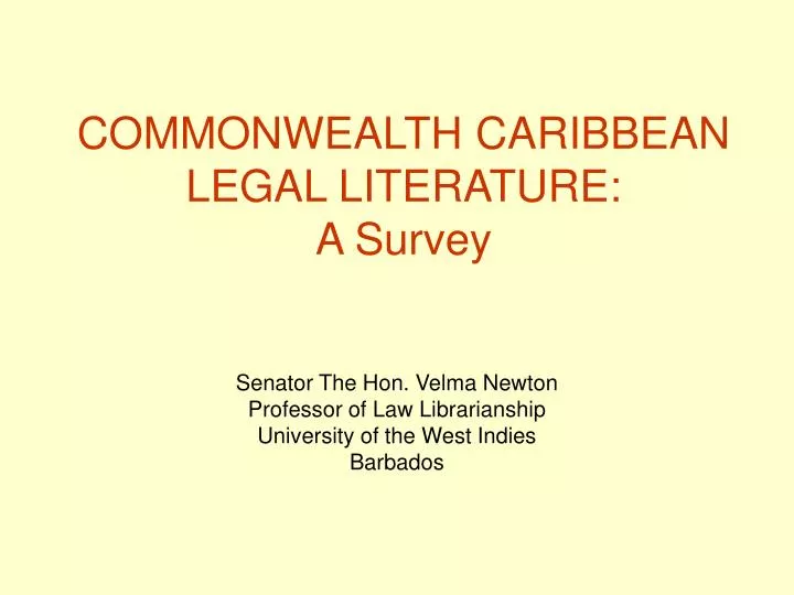 commonwealth caribbean legal literature a survey