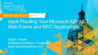 Hack Proofing Your Microsoft ASP.NET Web Forms and MVC Applications
