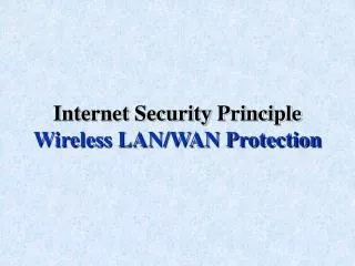 Internet Security Principle Wireless LAN/WAN Protection