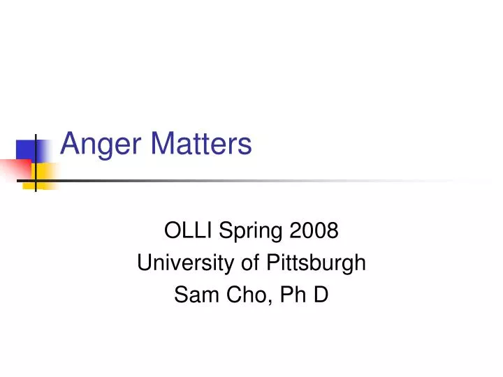 anger matters
