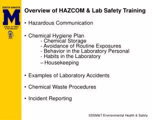 Overview of HAZCOM &amp; Lab Safety Training