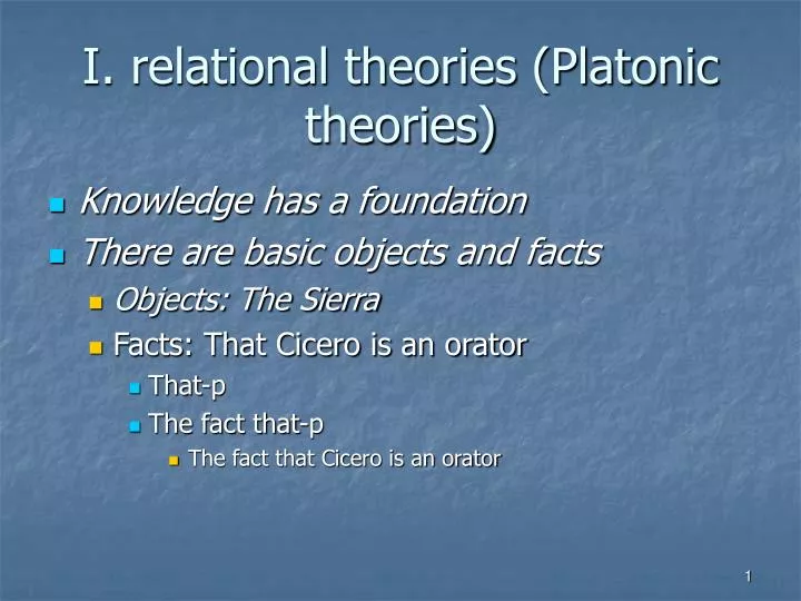 i relational theories platonic theories