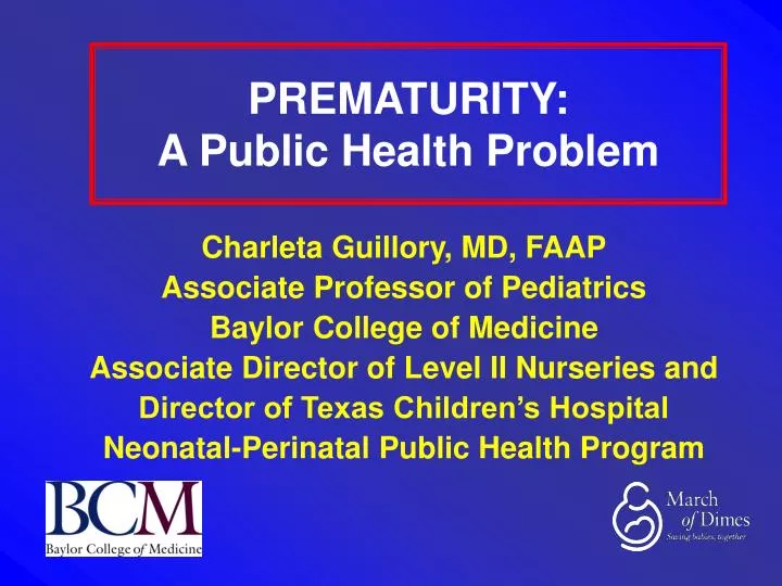 prematurity a public health problem