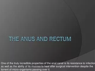 The Anus and Rectum