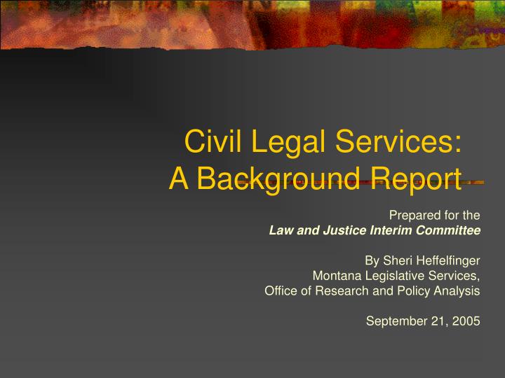 civil legal services a background report