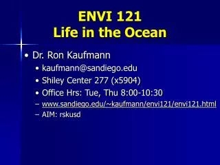 ENVI 121 Life in the Ocean