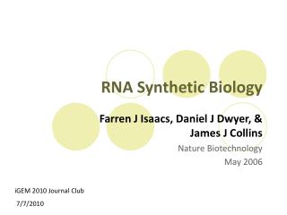 RNA Synthetic Biology