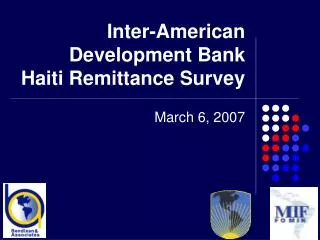 Inter-American Development Bank Haiti Remittance Survey
