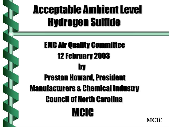 acceptable ambient level hydrogen sulfide