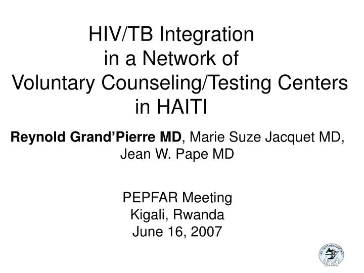 hiv tb integration in a network of voluntary counseling testing centers in haiti