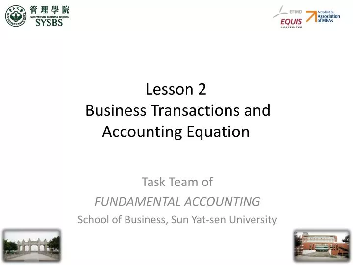 lesson 2 business transactions and accounting equation