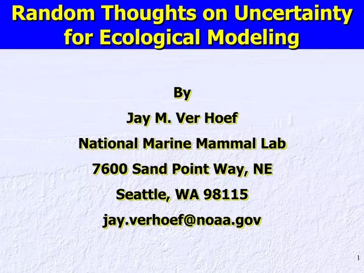 random thoughts on uncertainty for ecological modeling