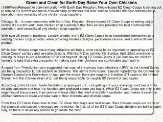 Green and Clean for Earth Day Raise Your Own Chickens