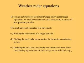 Weather radar equations