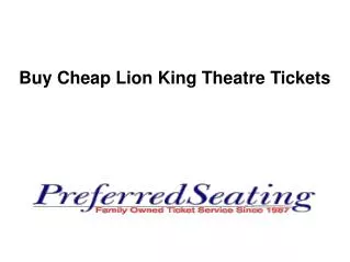 Buy Cheap Lion King Theatre Tickets