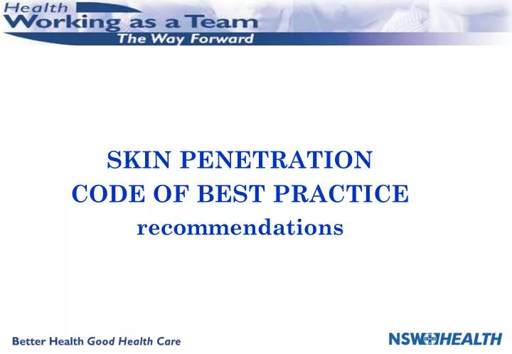 skin penetration code of best practice recommendations