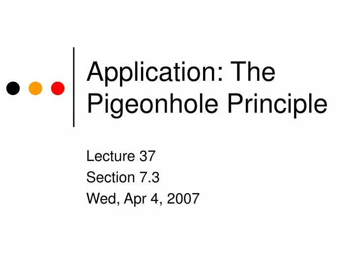 application the pigeonhole principle