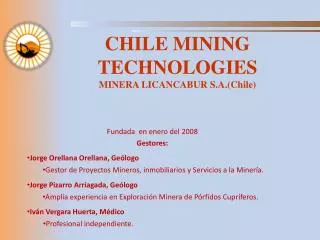 CHILE MINING TECHNOLOGIES MINERA LICANCABUR S.A.(Chile)