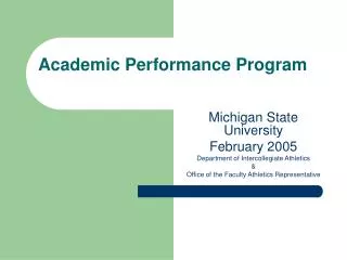 Academic Performance Program