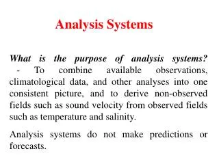 Analysis Systems