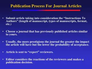 Publication Process For Journal Articles