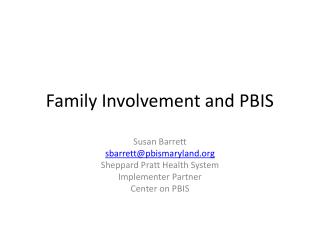 Family Involvement and PBIS