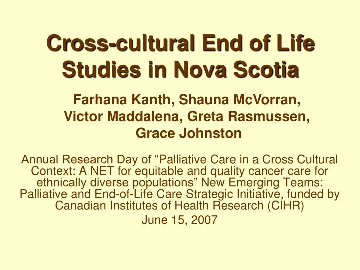 cross cultural end of life studies in nova scotia