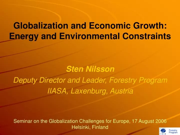 globalization and economic growth energy and environmental constraints