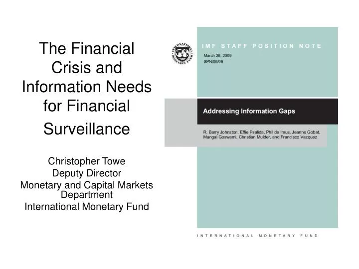 the financial crisis and information needs for financial surveillance