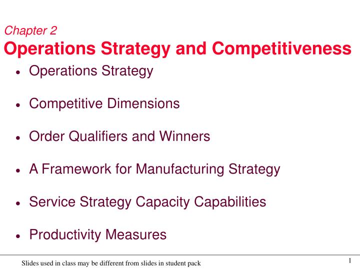 chapter 2 operations strategy and competitiveness