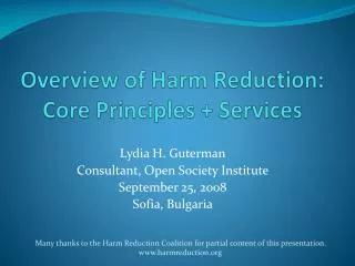 Overview of Harm Reduction: Core Principles + Services