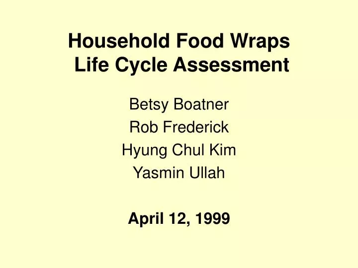 household food wraps life cycle assessment