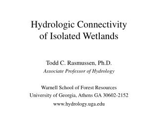 Hydrologic Connectivity of Isolated Wetlands